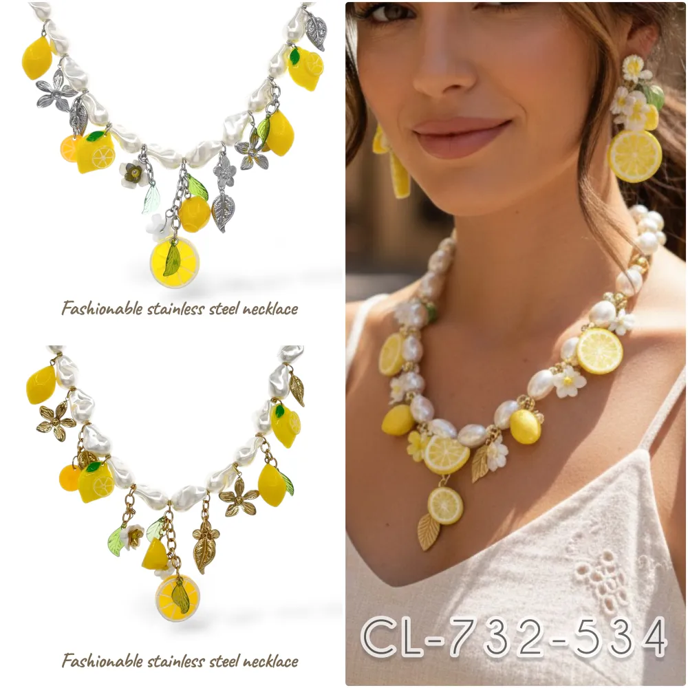 Limone Fiore-Collana Corta in Acciaio - CL-732-534