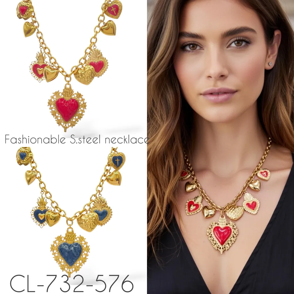 Sacro Cuore -Collana Corta in Acciaio - CL-732-576 (Nero)