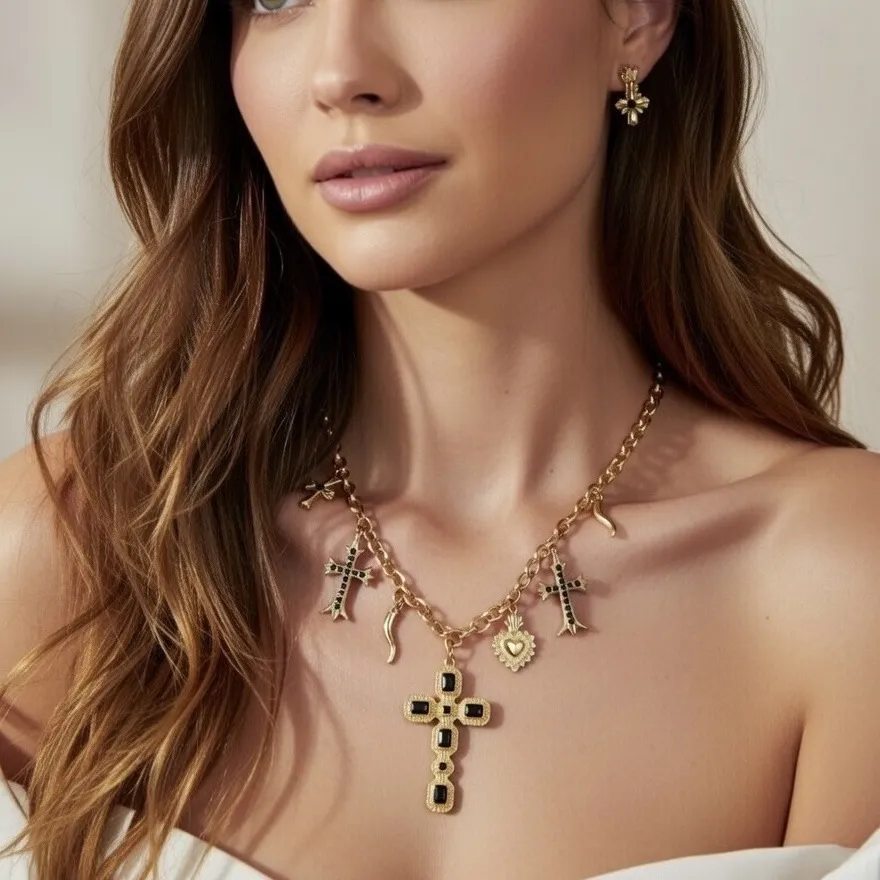 Sacro Cuore -Collana Corta in Acciaio - CL-732-577 (Bianco)