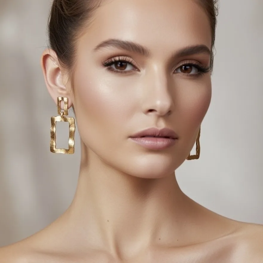 Cerchio Rettangolare-Orecchini in Acciaio - OR-103-AA6373E