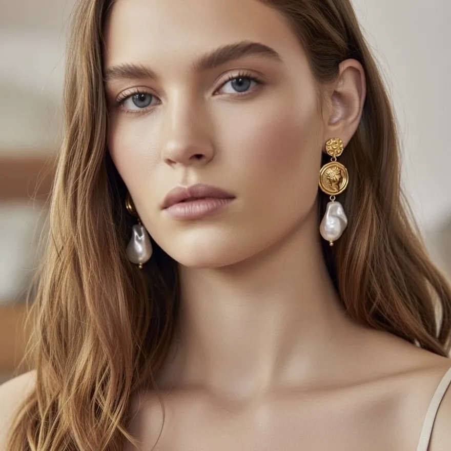 Moneta donna Perla-Orecchini in Acciaio - OR-732-491