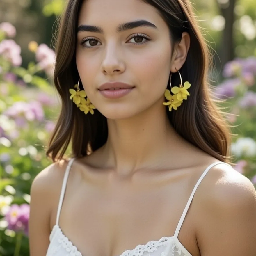 Cerchio con Fiore-Orecchini in Acciaio - OR-732-613