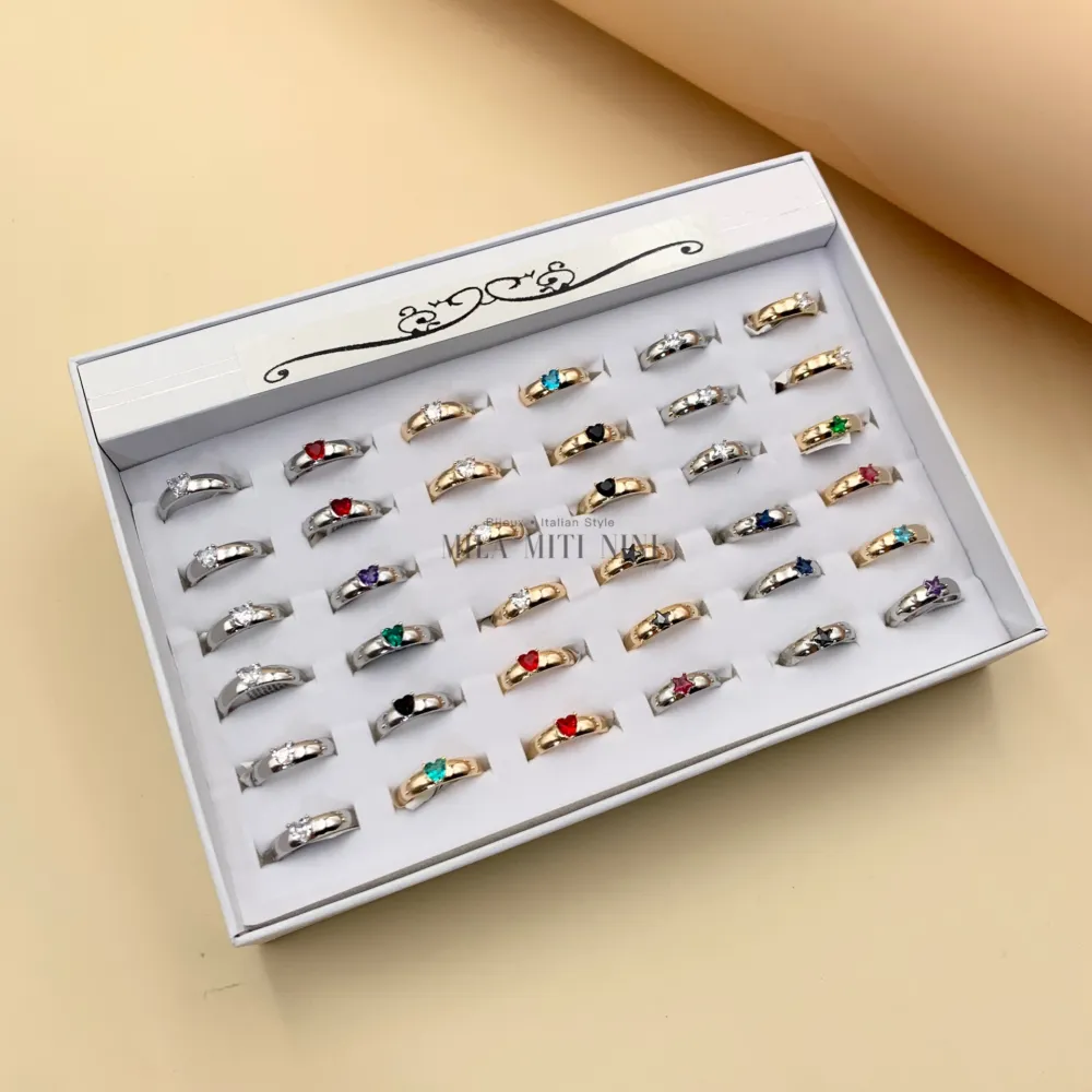 [AMR1817-Cuore Stella-36Pz Anelli Regolabili] AMR1817-Cuore Stella-36Pz Anelli Regolabili