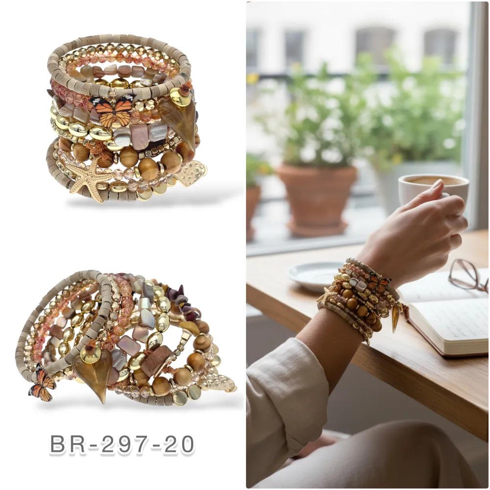 Multicerchi-Bracciali Moda - BR-297-20 (Marrone)