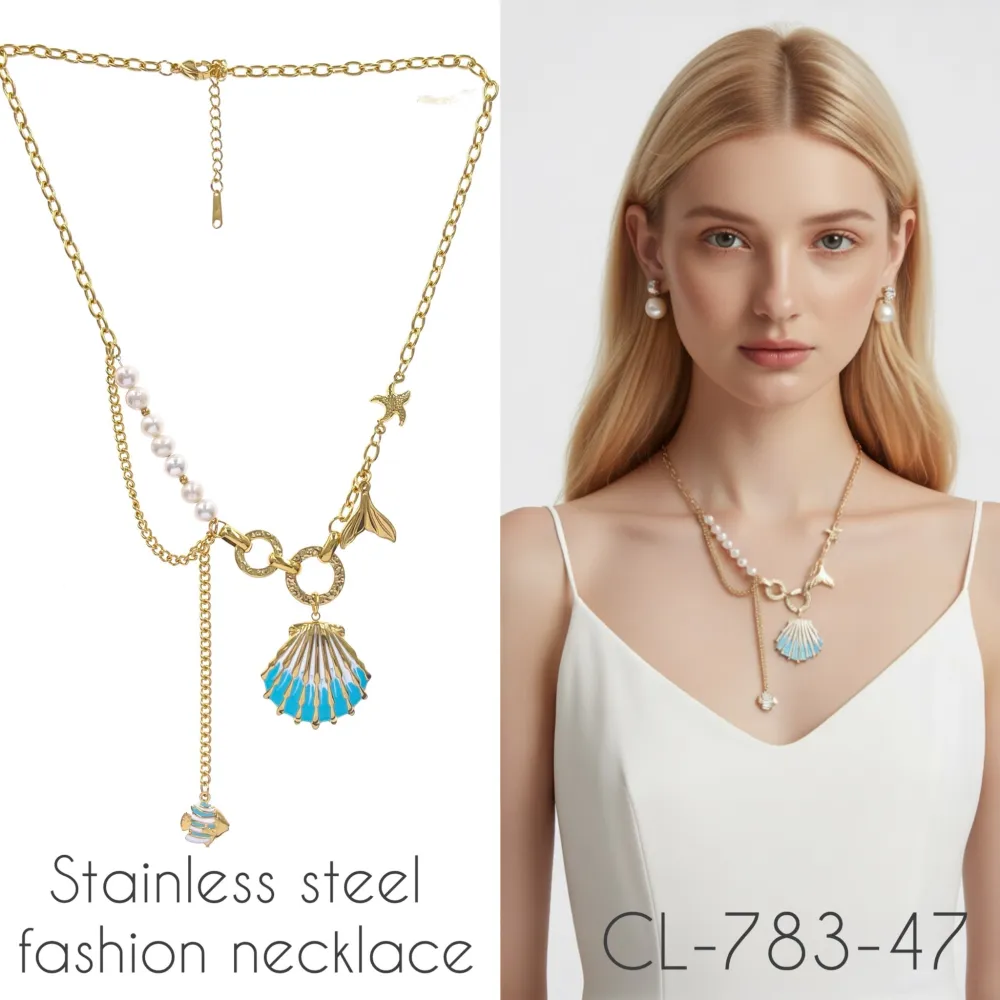 Conchiglia Mare-Collana Corta in Acciaio - CAC-783-47-07