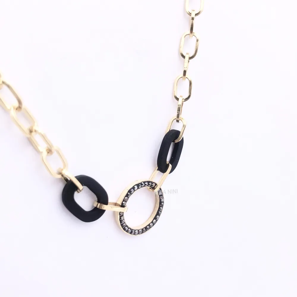 CAC4708-Cerchio strass catena- Collana  Corta (ac ci ai o)