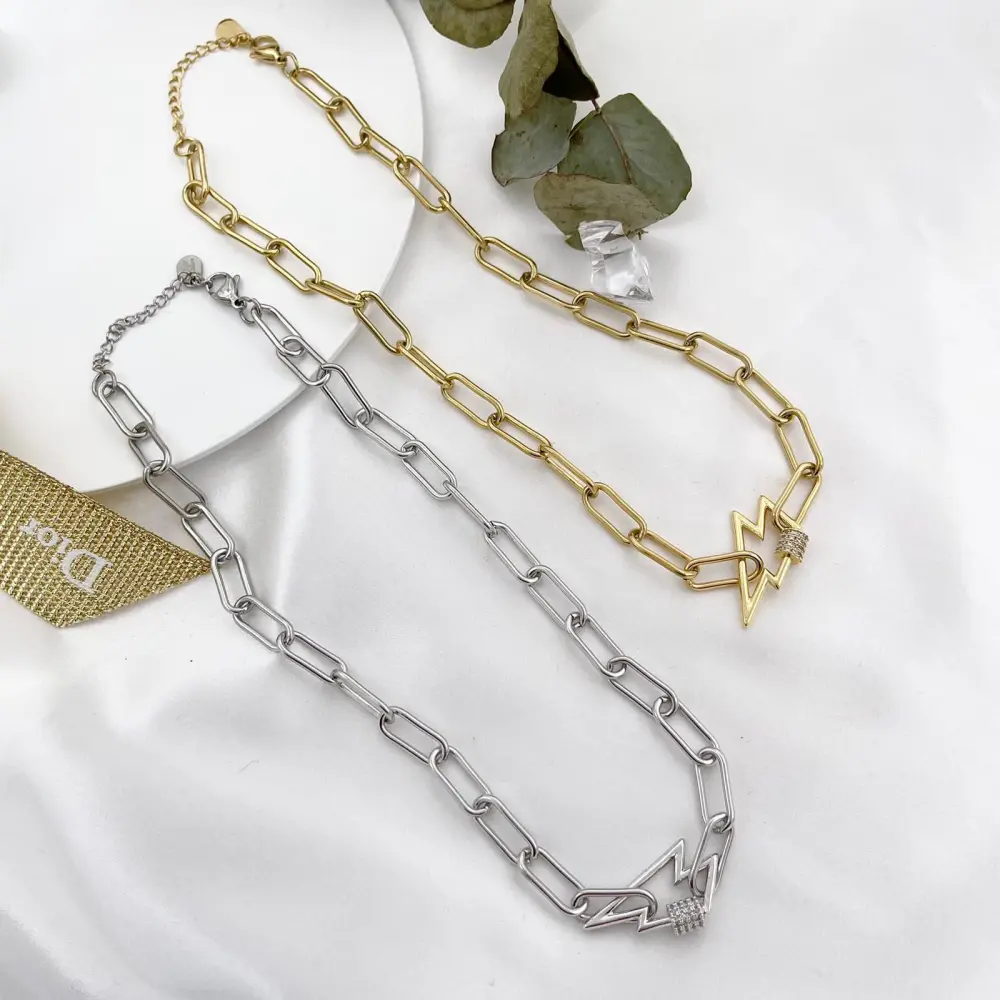 CAC7640-Fumine-Collana a Catena Corta in Acciaio (Oro Giallo)