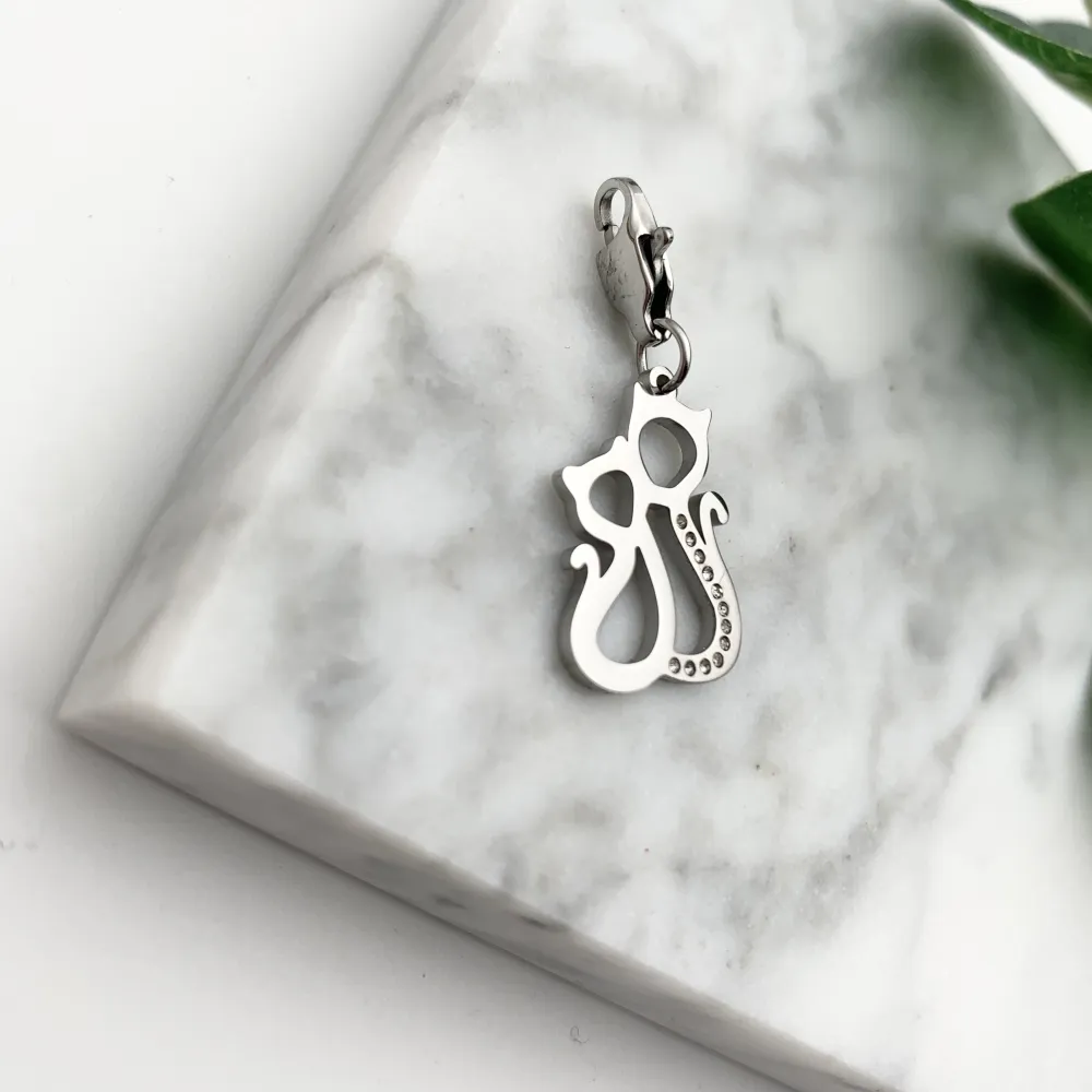 CIO4135-Gatto- Ciondolo in Acciaio