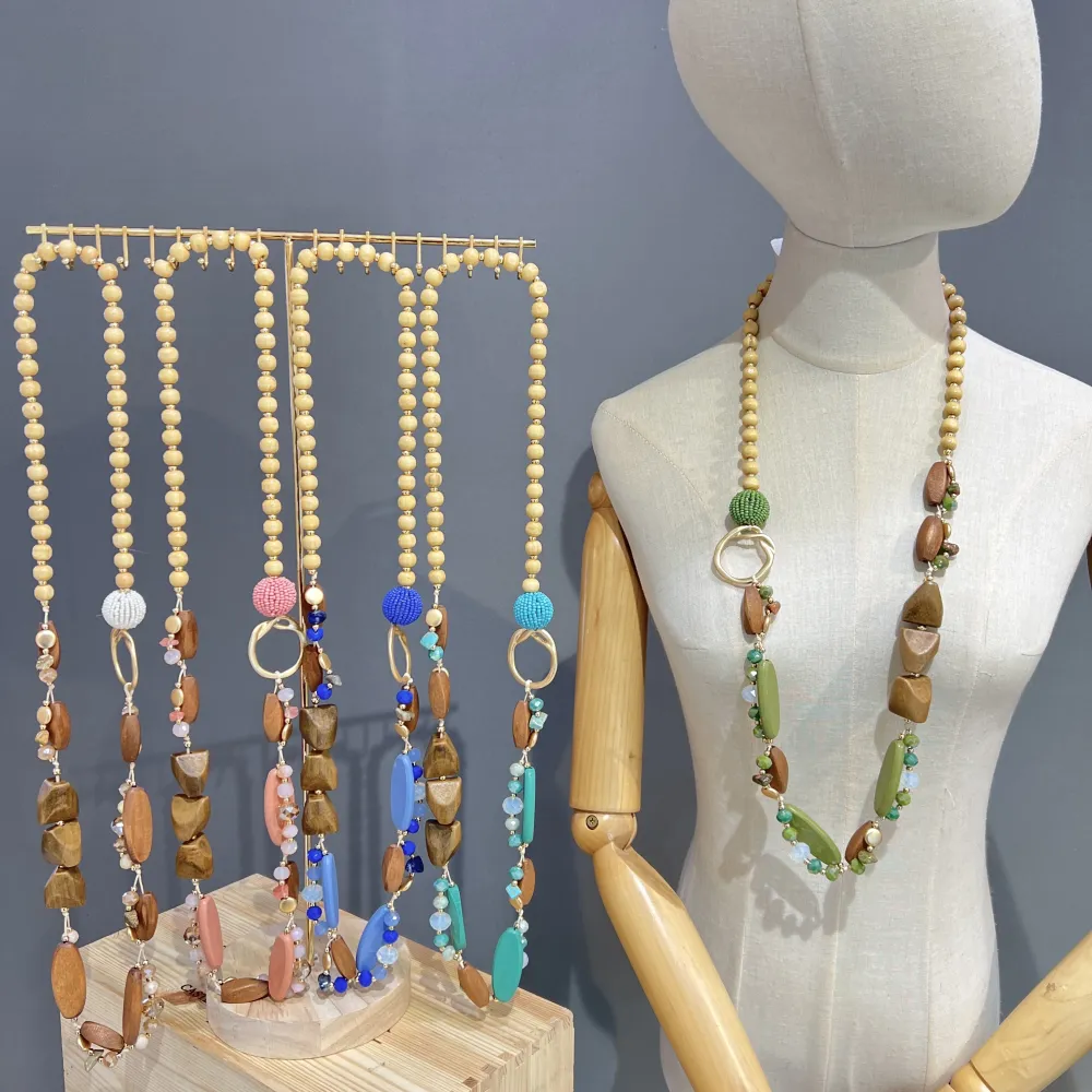 perline Ovale  -Collana Lunga Moda - CL-510-114