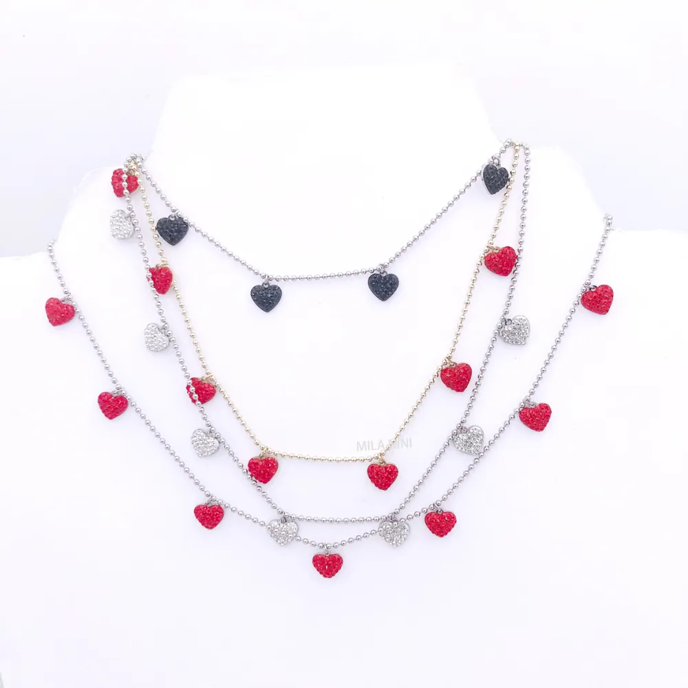 Cuore strass  - Collana 4744 (Nero)