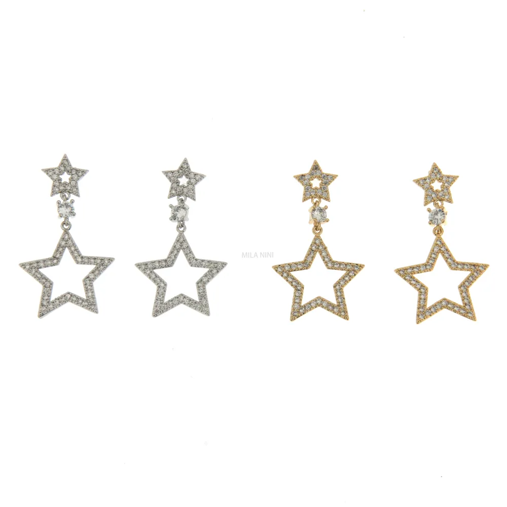 Doppio Stella 1 - Orecchini Pendenti Cubic Zirconia