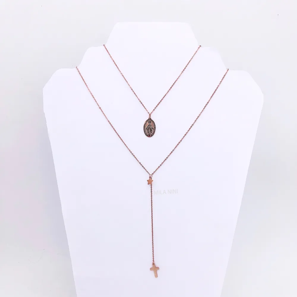 Madonina stella e croce Multifilo - Collana 45478 (ac ci ai o)