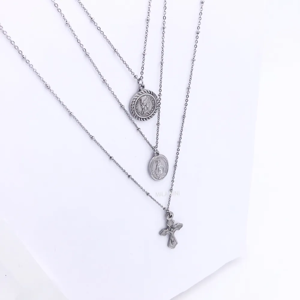 Medaglia rosario madonina croce Multifili  - Collana 4497 (ac ci ai o)