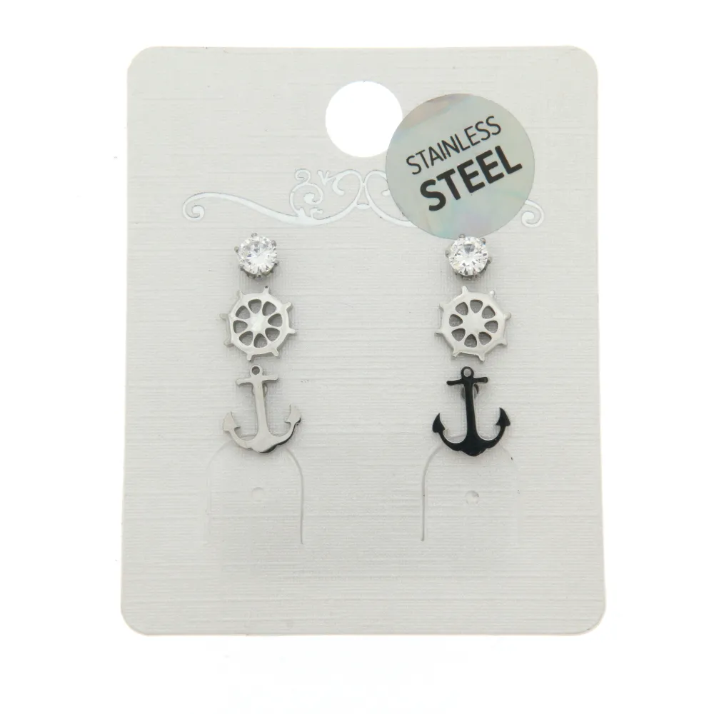 [OAP3253-Delfino Polpo- Orecchini Tris a lobo in Acciaio] OAP3253-Delfino Polpo- Orecchini Tris a lobo in Acciaio