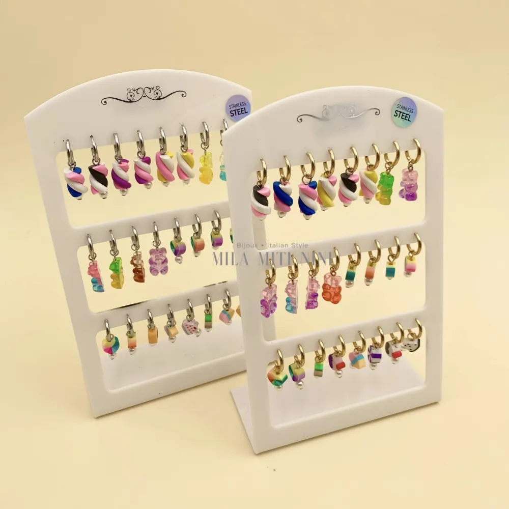 OPA176-392-Mix Dolci Orsetto-12Paia Orecchini Acciaio