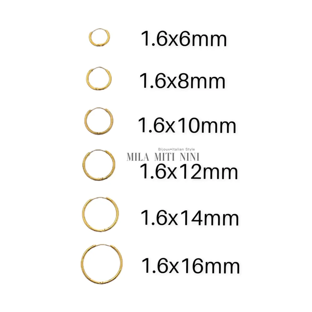 OPA450-Cerchi 1.6mm-12 Paia Orecchini in Acciaio