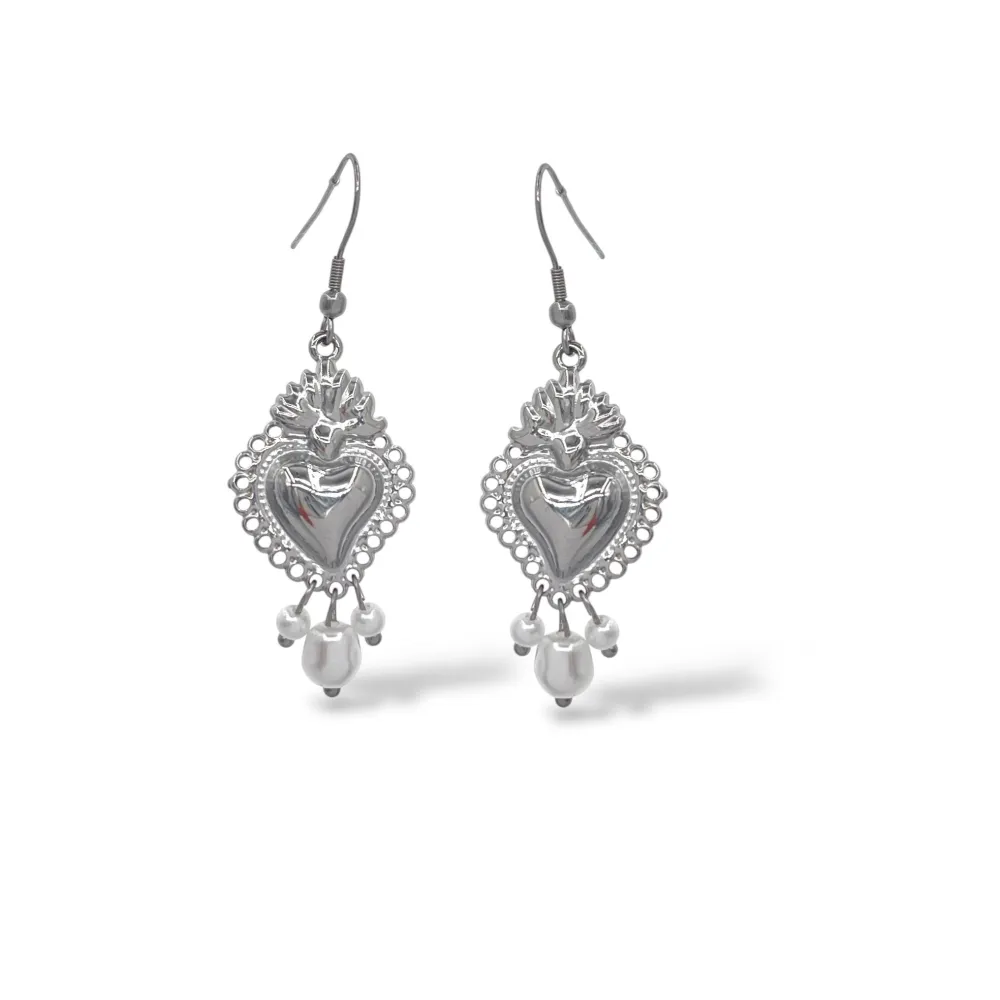 Sacro Cuore Perla EMANA -Orecchini in Acciaio - OR-103-AA6604E