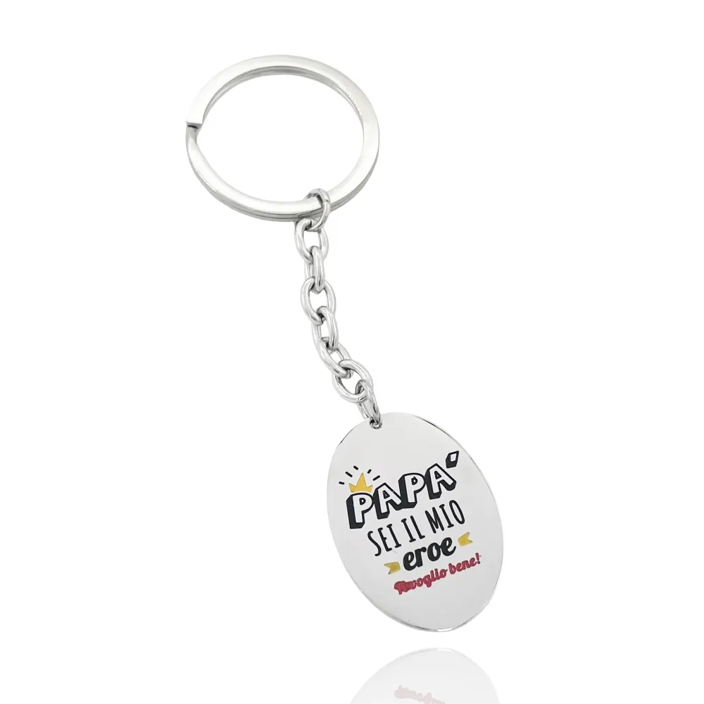 [PO-413-136] Papà sei il mio eroe ti voglio bene- Portachiave in Acciaio - PO-413-136