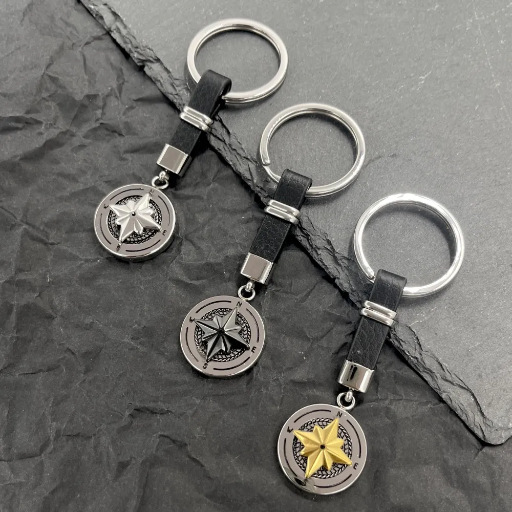 Bussola-Portachiavi da Uomo in Acciaio - PO-600-H372 (Argento Oro)