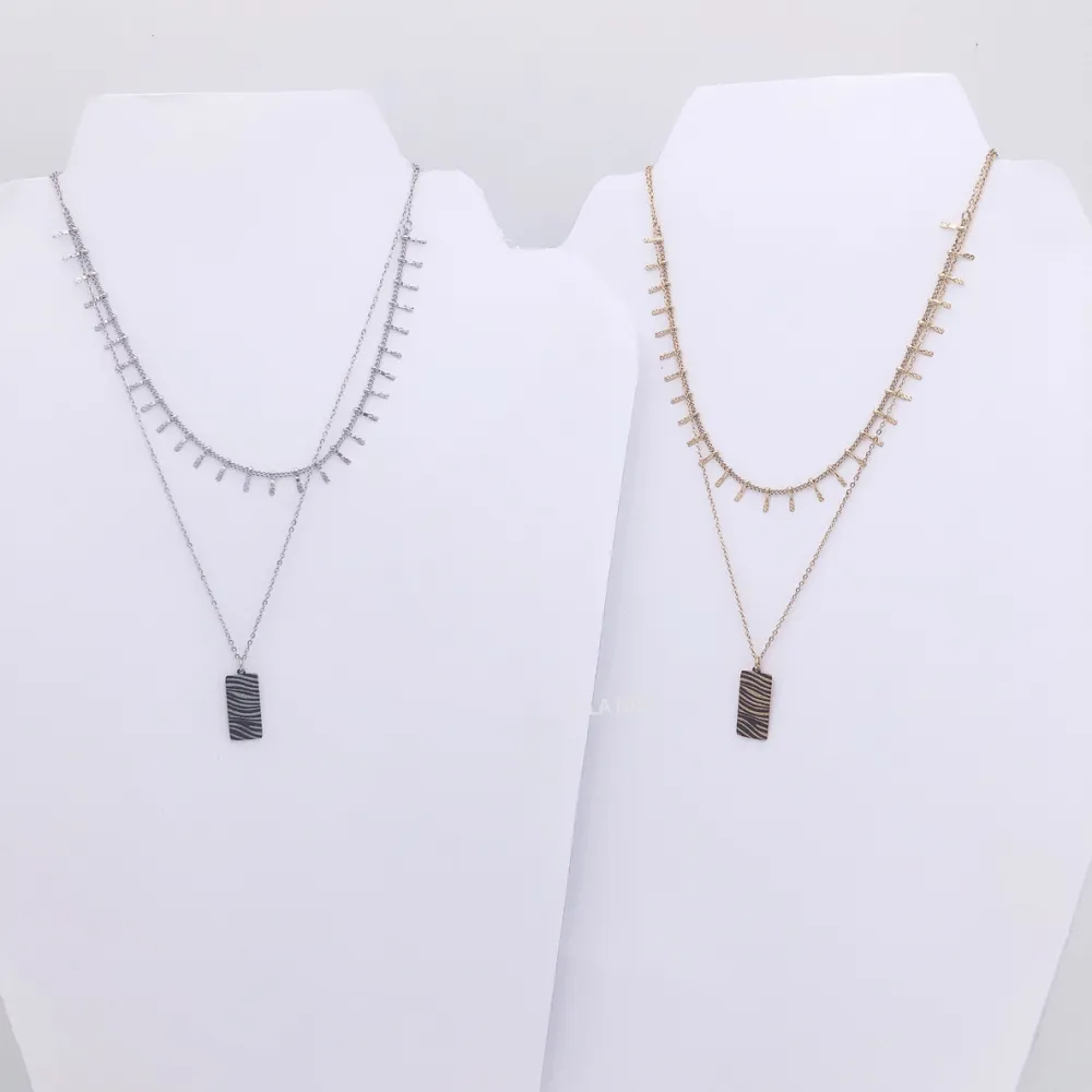 Targa zebrata Multifilo - Collana acciaio 4471 (ac ci ai o)