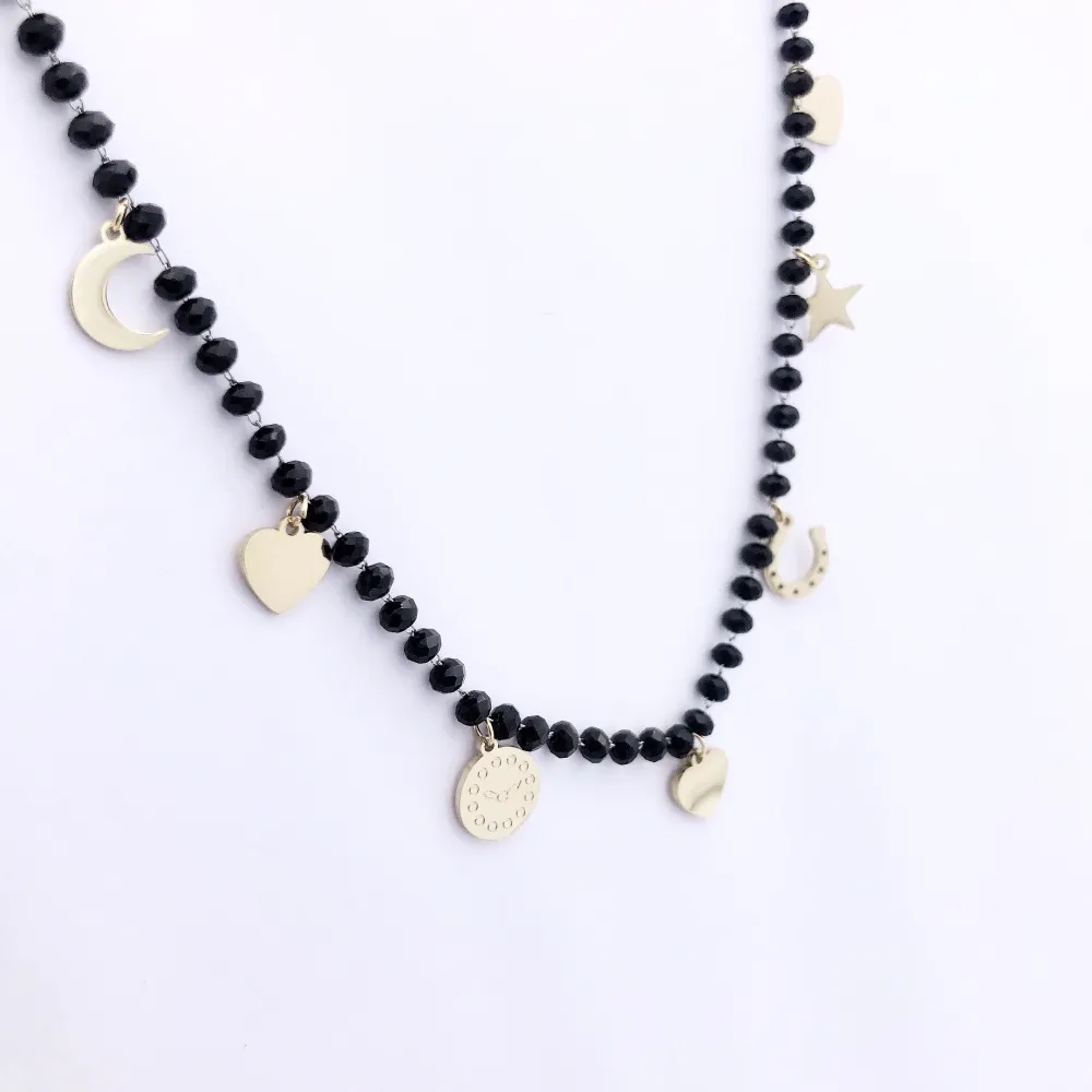 VCAC Orologio luna stella cuore mix catena rosario 6607  - Coll (ac ci ai o)