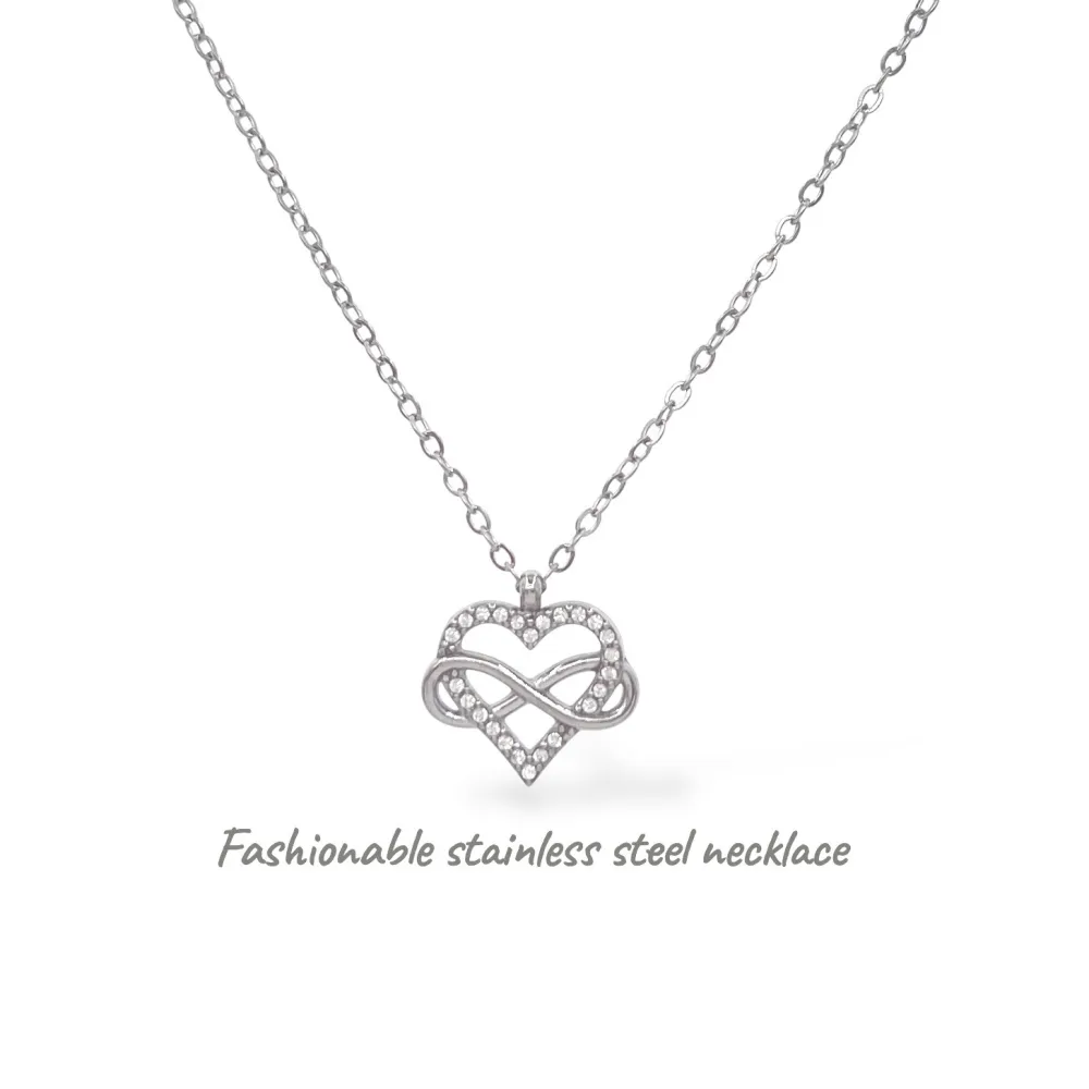 Cuore con infinito con Zirconia-Collana Corta in Acciaio - CL-795-10540