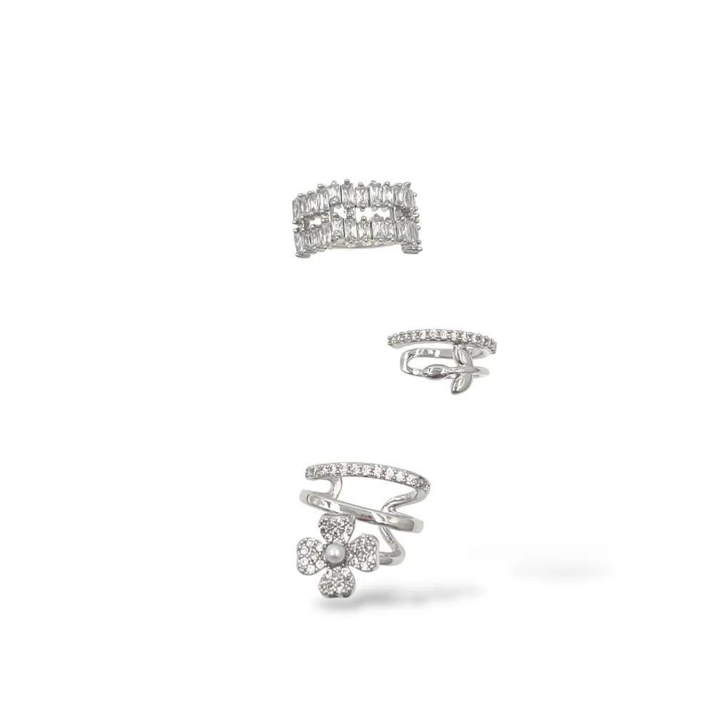 Set 3Pz  -Earcuff con Zirconia - EAK-506-383