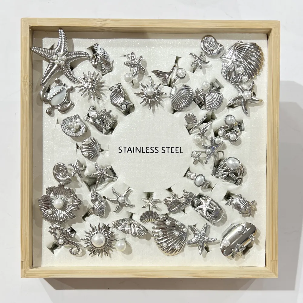 Mix Modelli Mare-36 pz Anelli in Acciaio - AN-105-270 (Argento)