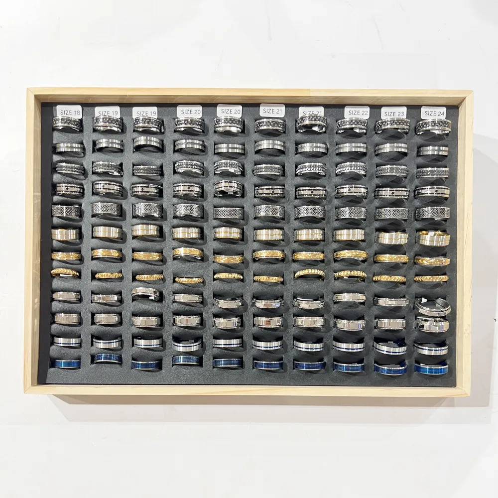 Mix Modelli-120pz Anelli da uomo in Acciao - AN-600-H325