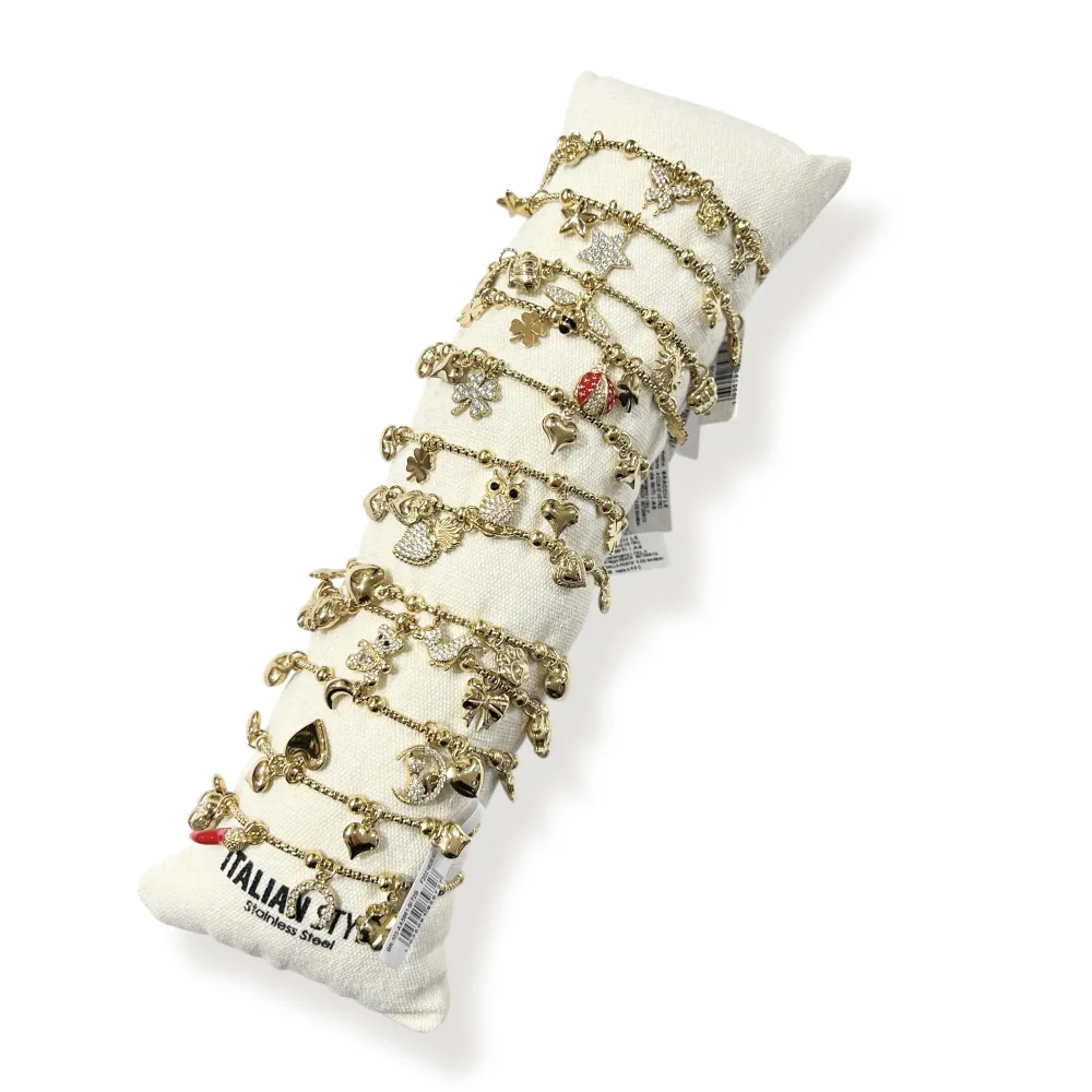 Mix Soggetti-12pz Bracciali in Acciaio con chiusura - BR-103AA5861-5872B