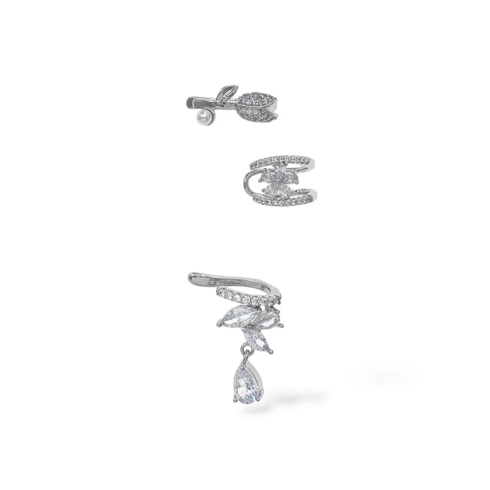 Set 3Pz  -Earcuff con Zirconia - EAK-506-379