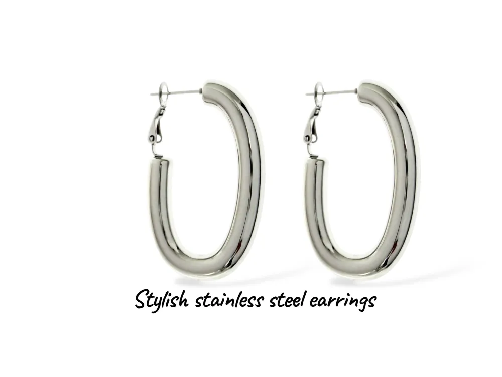 Cerchio  Ovale-Orecchini in Acciaio - OR-103-AA6558E