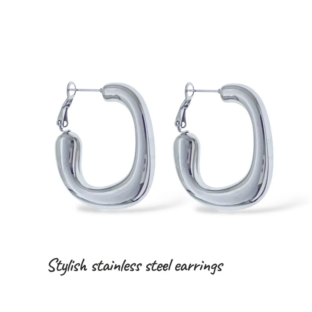 Cerchio ovale -Orecchini in Acciaio - OR-103-AA6567E