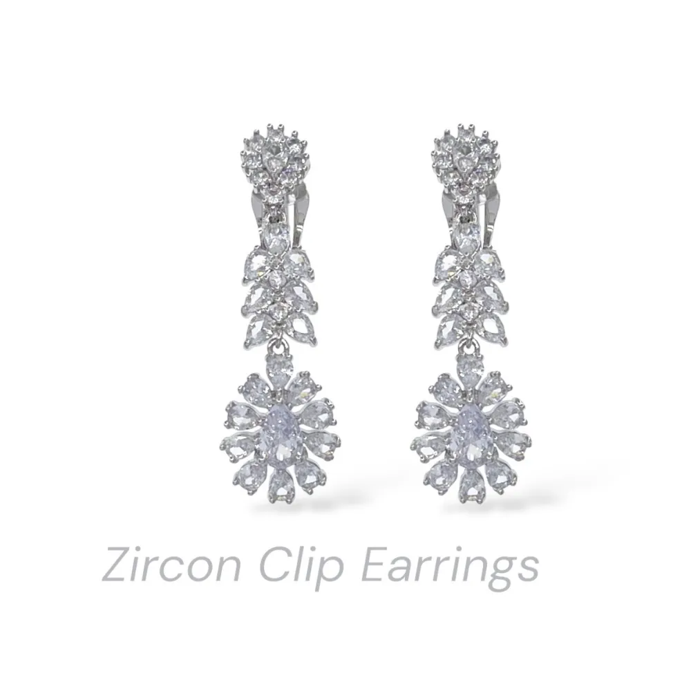 Pendente con Goccia-Orecchini a Clip - OR-506-417 (Argento)