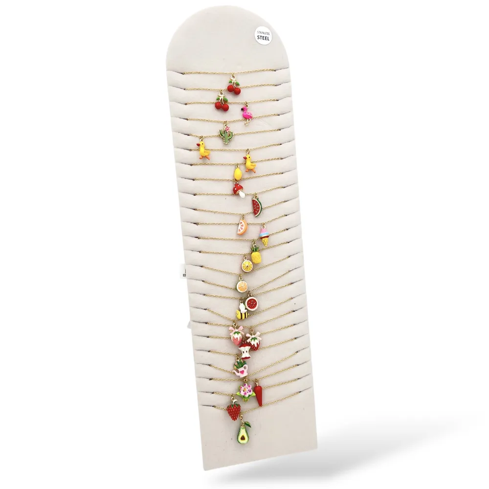 [CL-413-3765] Mix Smaltati-24pz Collane corte in Acciaio - CL-413-3765