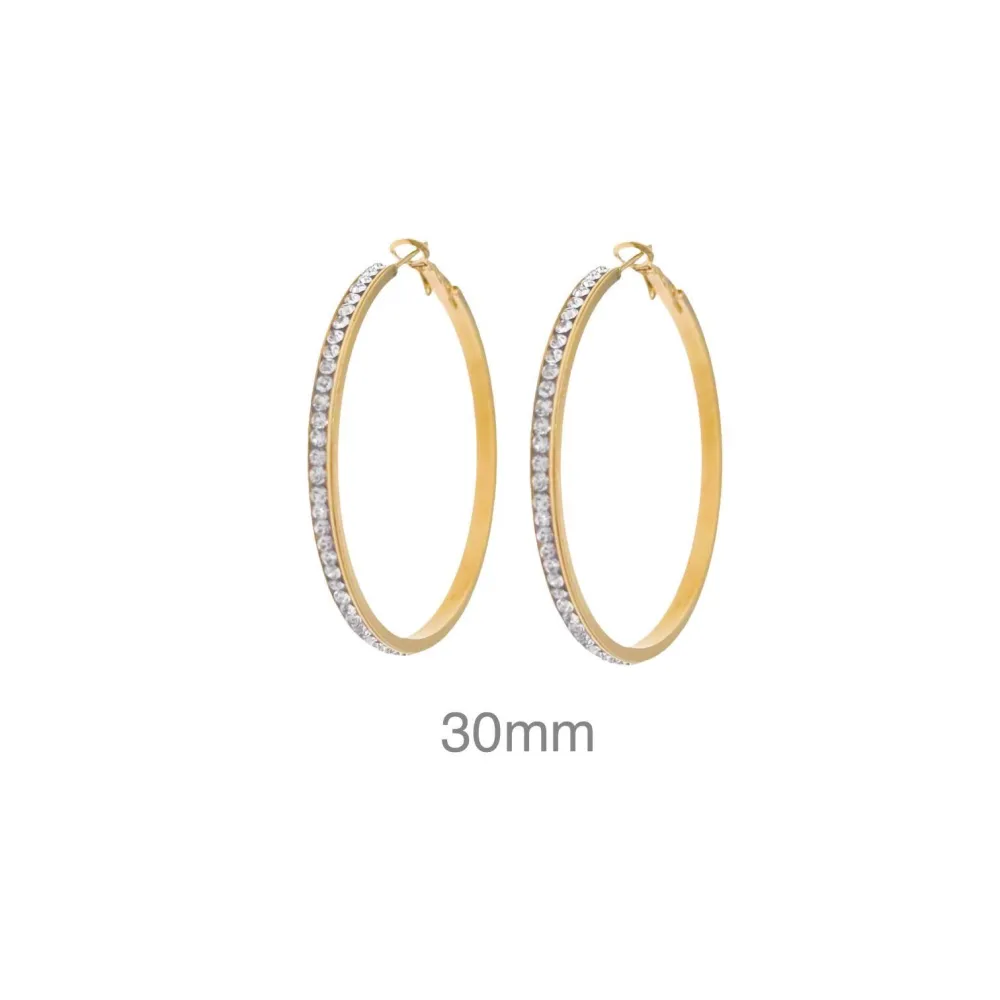 Cerchio 30mm   con Zirconia-Orecchini in Acciaio - OR-103-AA1057E 30mm