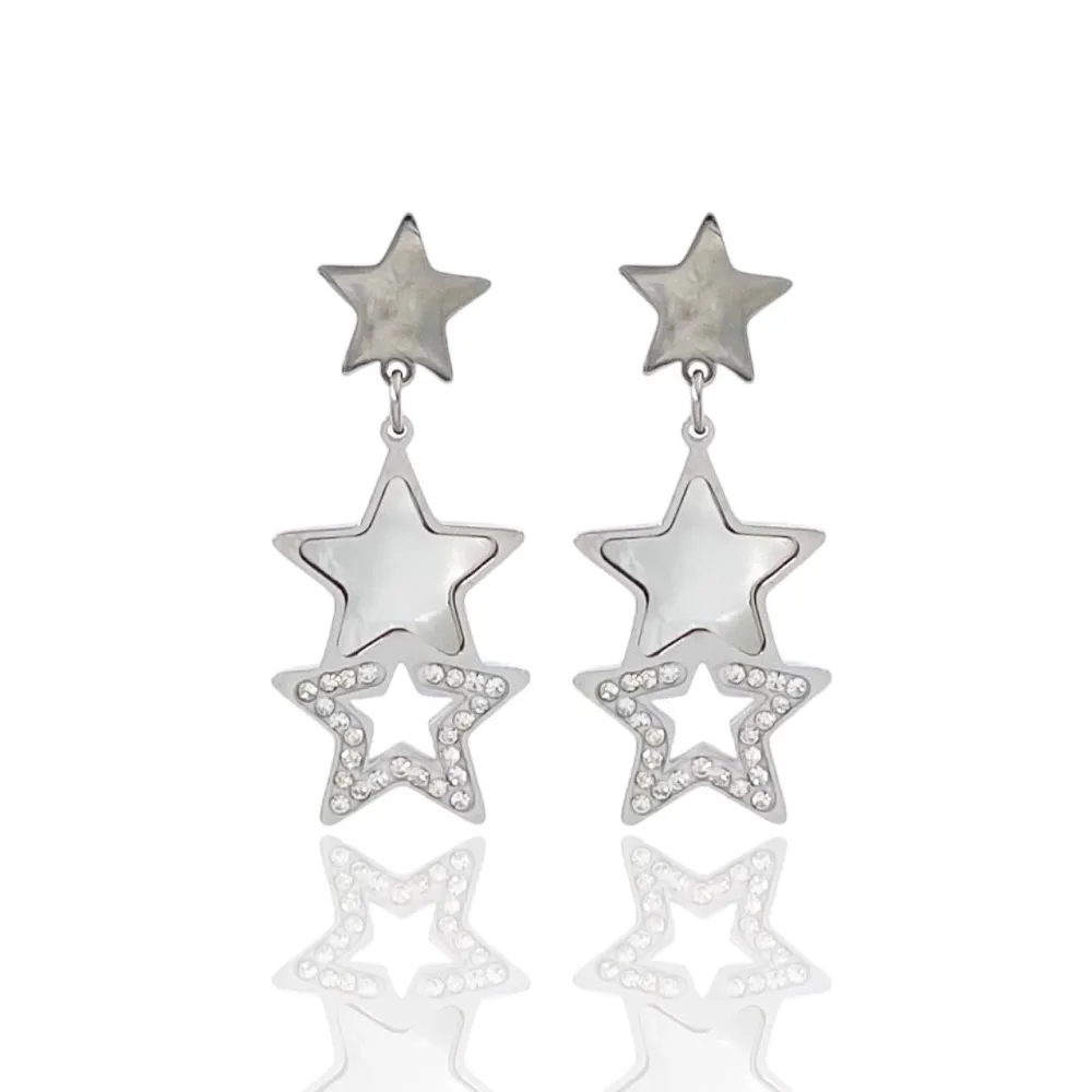 Stella di Fritillaria -Orecchini in Acciaio-Orecchini in madreperla - OR-413-1267 (Argento)