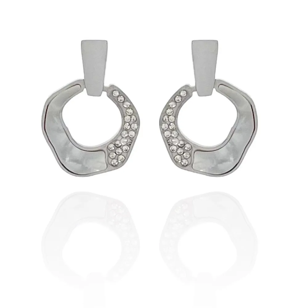 Cerchio di Fritillaria -Orecchini in Acciaio-Orecchini in madreperla - OR-413-1269 (Argento)