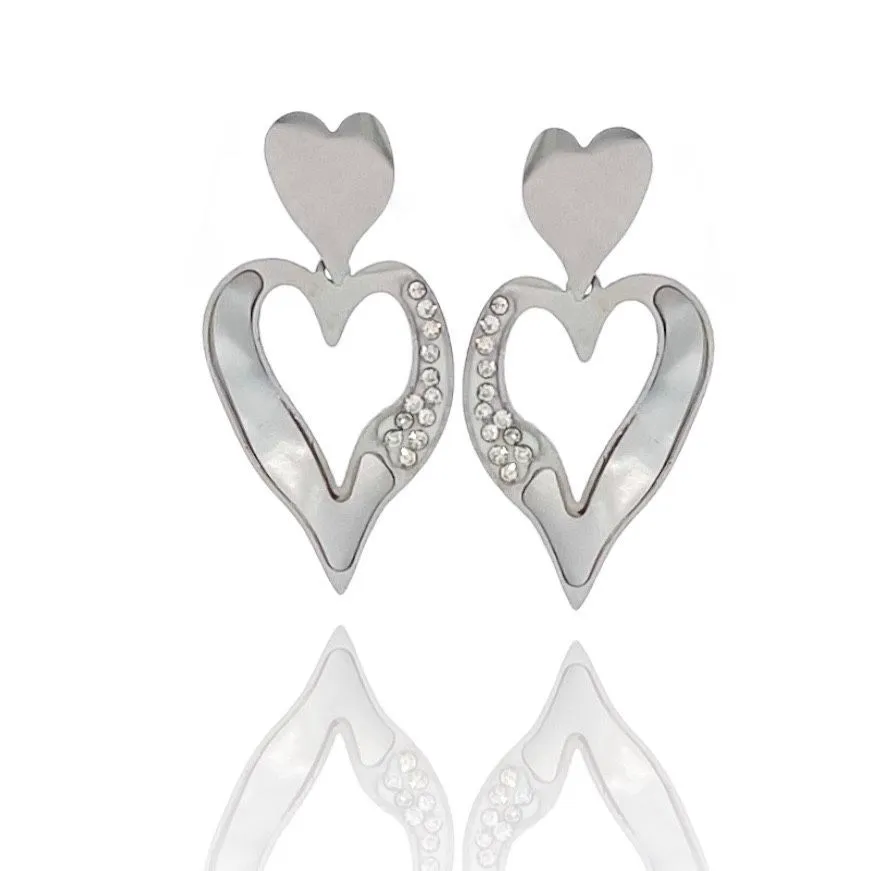 cuore di Fritillaria -Orecchini in Acciaio-Orecchini in madreperla - OR-413-1270