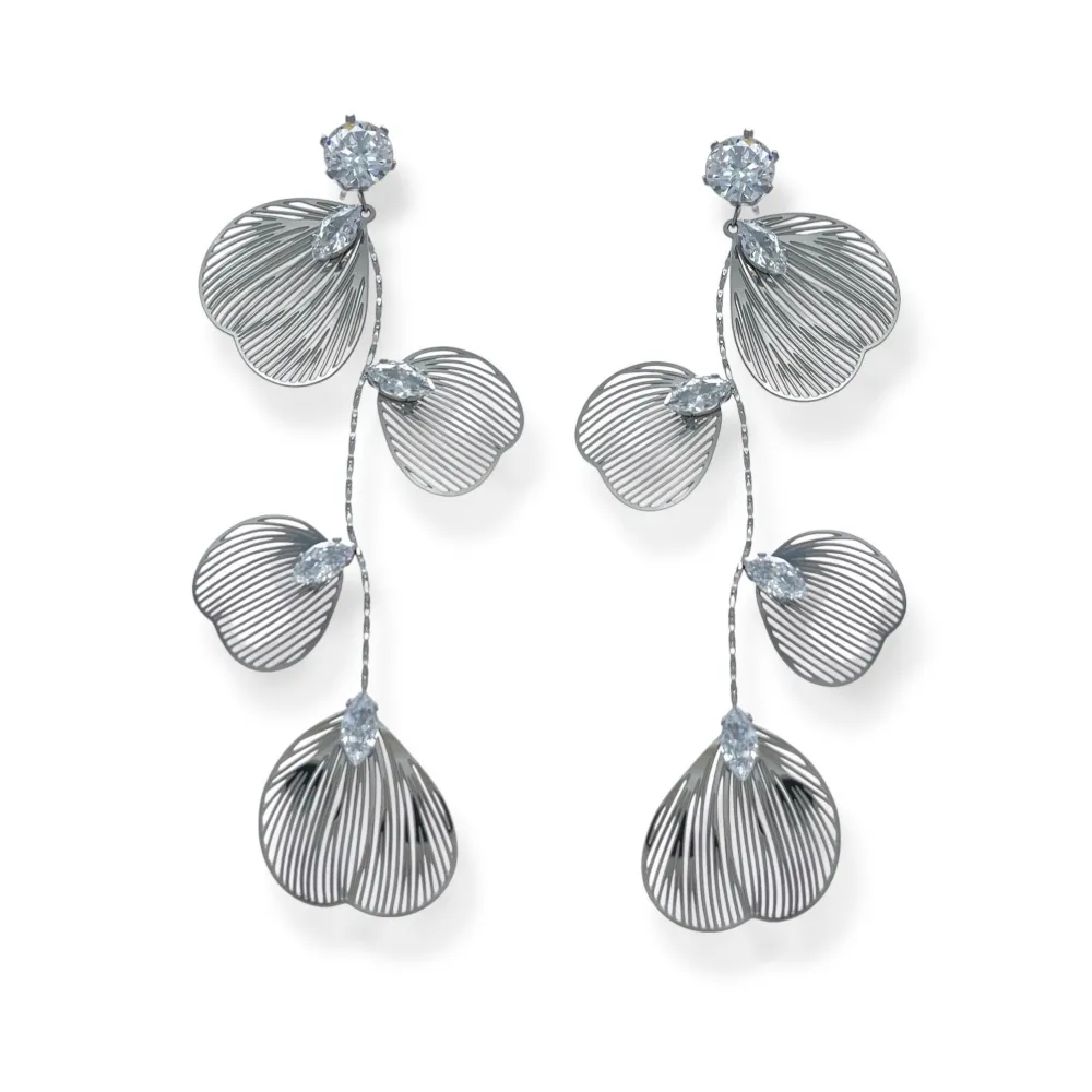 Farfalla con Tennis -Orecchini in Acciaio - OR-413-2495 (Argento)