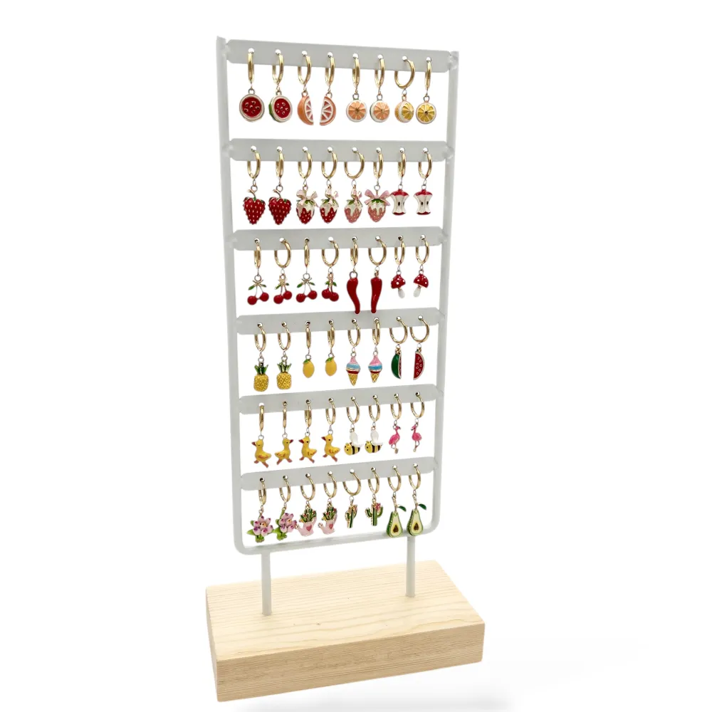 [OR-413-2534] Mix Smaltato-24Paia Orecchini in Acciaio Incluso Espositore - OR-413-2534