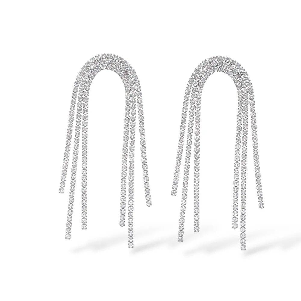 Orecchini pendenti con nappina - Orecchini in Acciaio - OR-413-7507 (Argento)