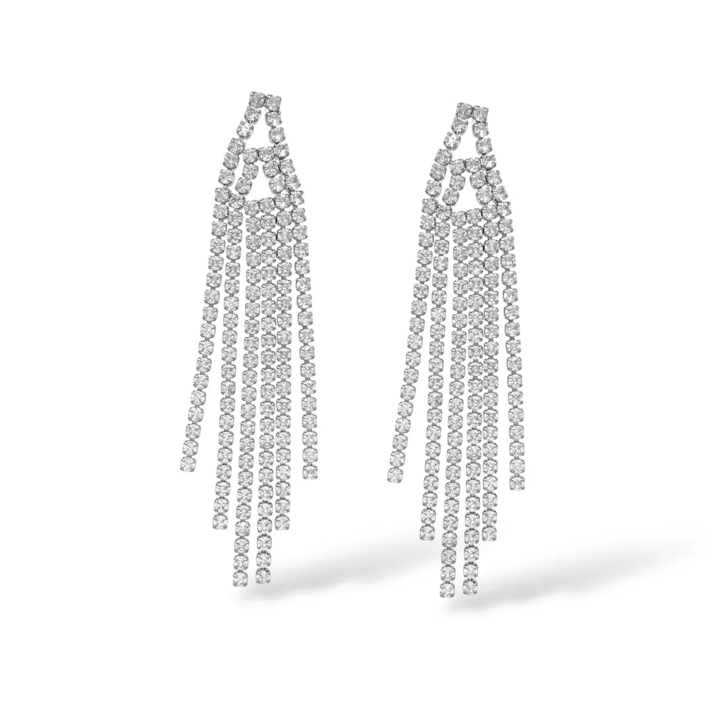 Orecchini pendenti con nappina - Orecchini in Acciaio - OR-413-7509 (Argento)