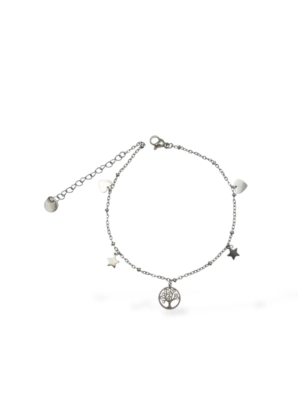 Albero della Vita, stella, cuore-Cavigliera in Acciaio - CA-103-AA1099B