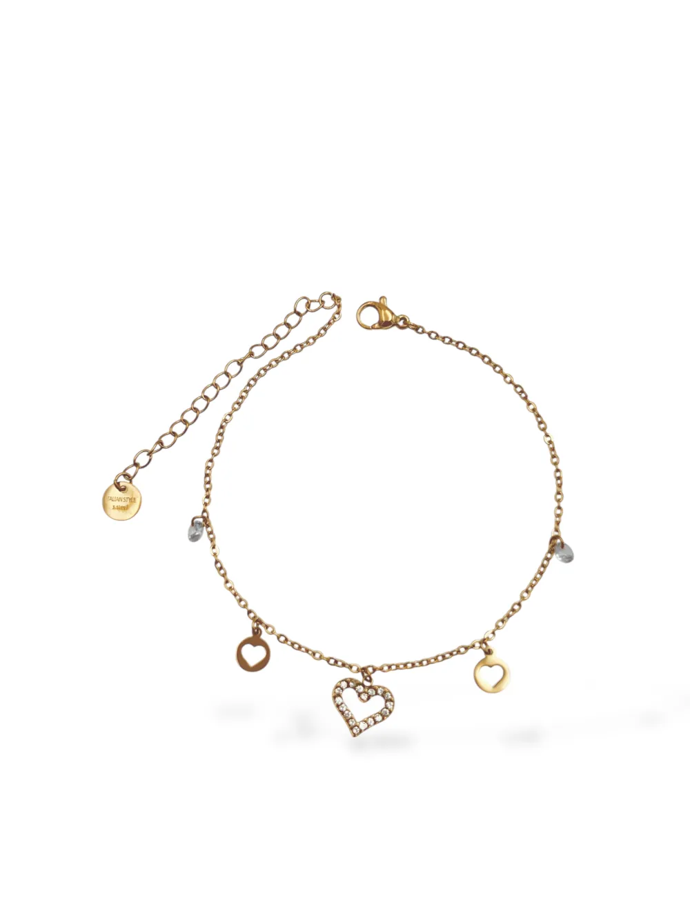 Cuore vuoto con p.luce-Cavigliera in Acciaio - CA-103-AA1549B