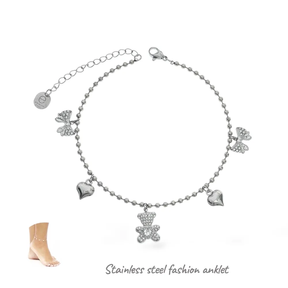 Fiocco Orsetto - Multi Pendenti Caviglie in Acciaio - CV-103-AA5532B