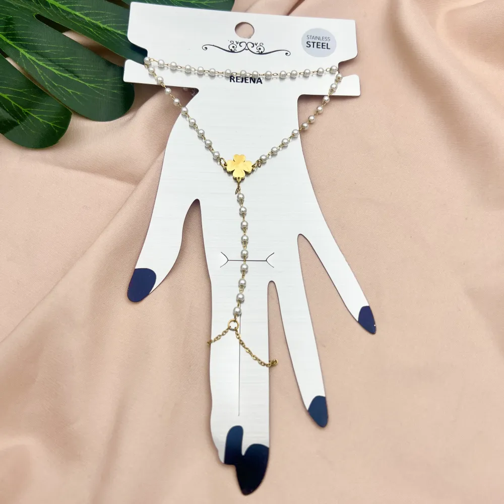 Perle con Quadrifoglio-Baciamano in Acciaio - BR-413-1867