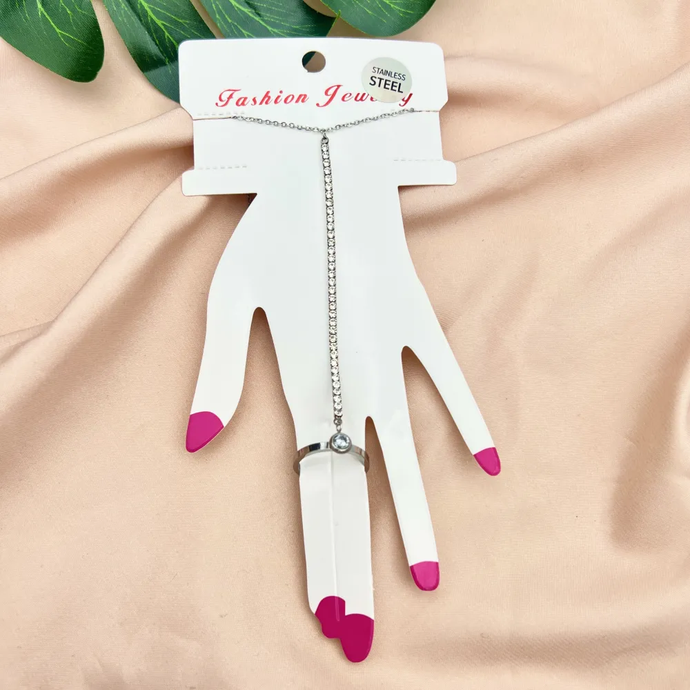 Tennis con anello con punto luce-Baciamano in Acciaio - BR-413-1993