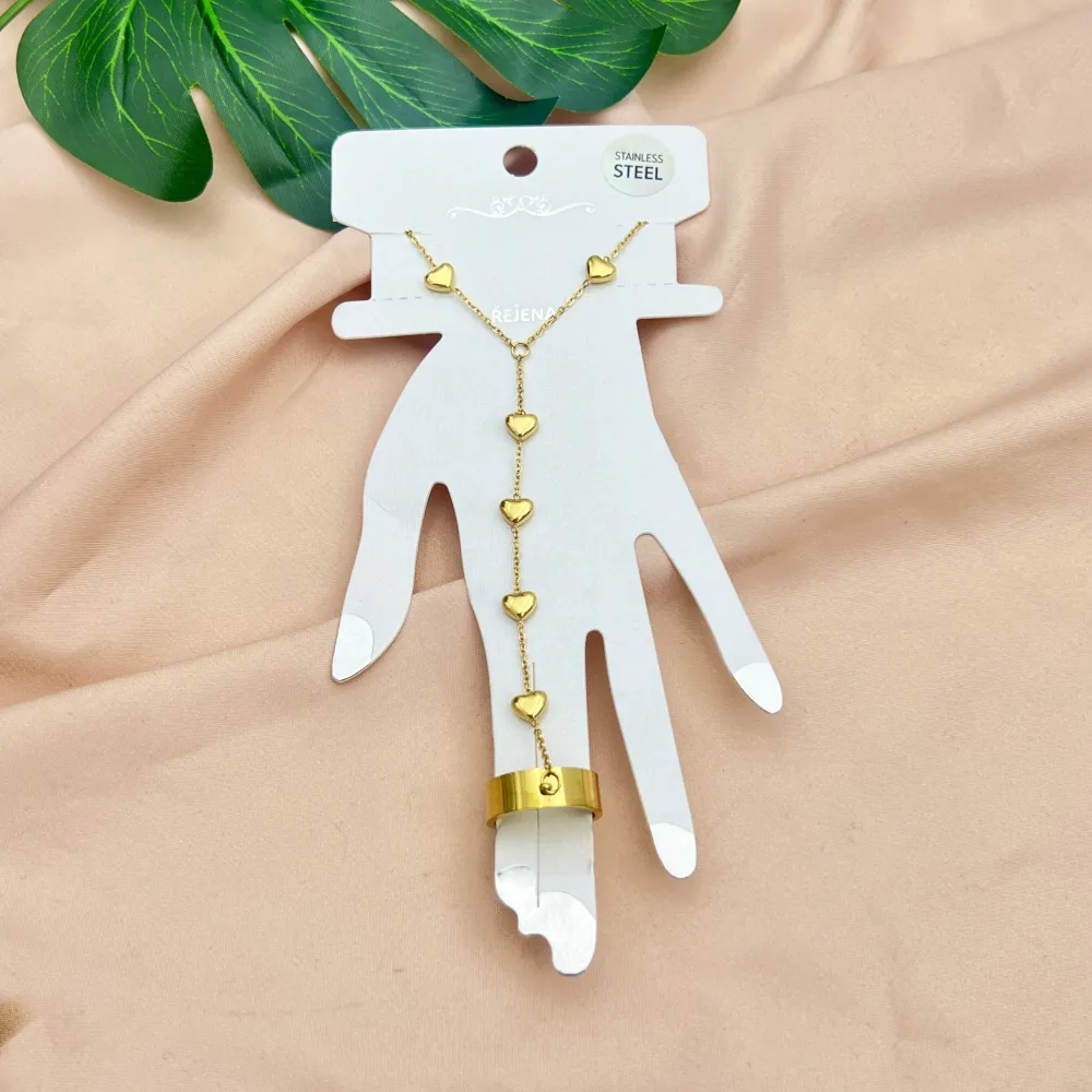 Cuore con anello-Baciamano in Acciaio - BR-413-2024 (Oro Giallo)