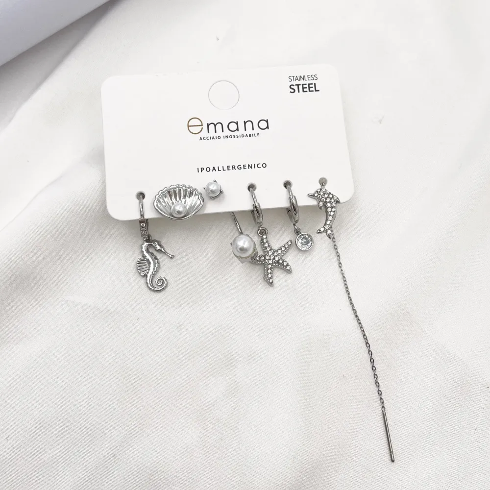 Mare Mix Set 6pz  Orecchini  in Acciaio - OR-103-AA6479